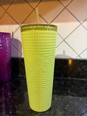 Starbucks Neon Yellow Studded Tumbler with Clear Straw LIMITED EDITION COLOR